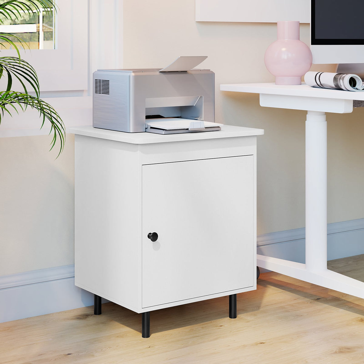 Nightstand Mid Century End Tables with Door-Set of 2-Nightstands-DECOROLALA