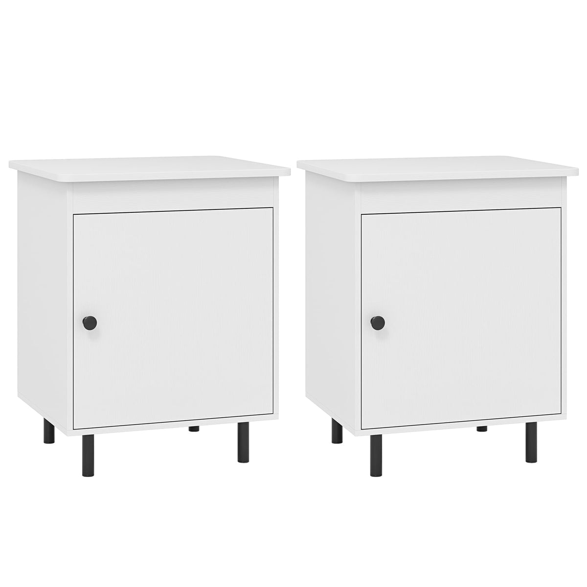 Nightstand Mid Century End Tables with Door-Set of 2-Nightstands-DECOROLALA