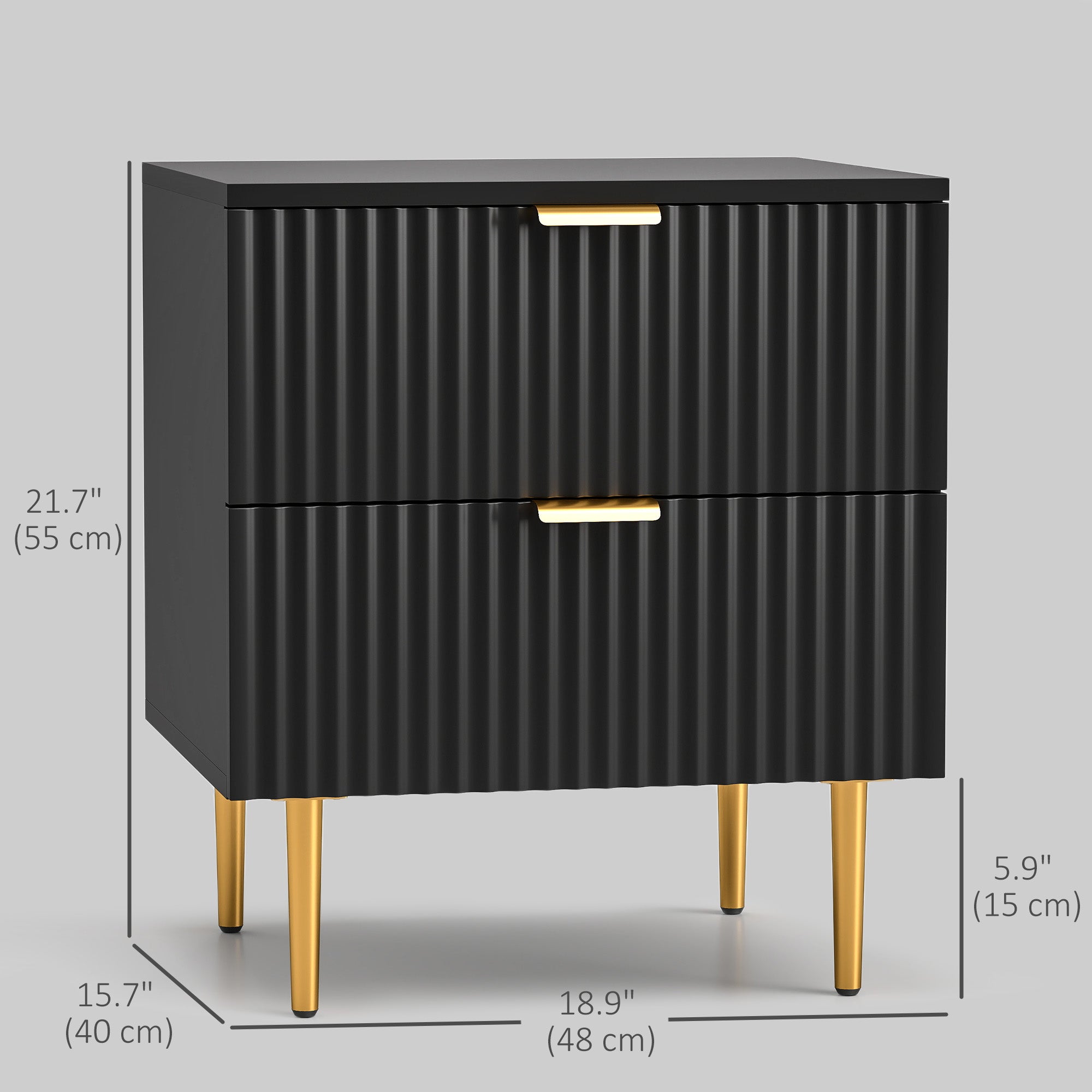 Nightstand - Modern 2-Drawer Bedside Table Black-Home Furnishings > Bedroom Furniture > Bedside Tables-DECOROLALA