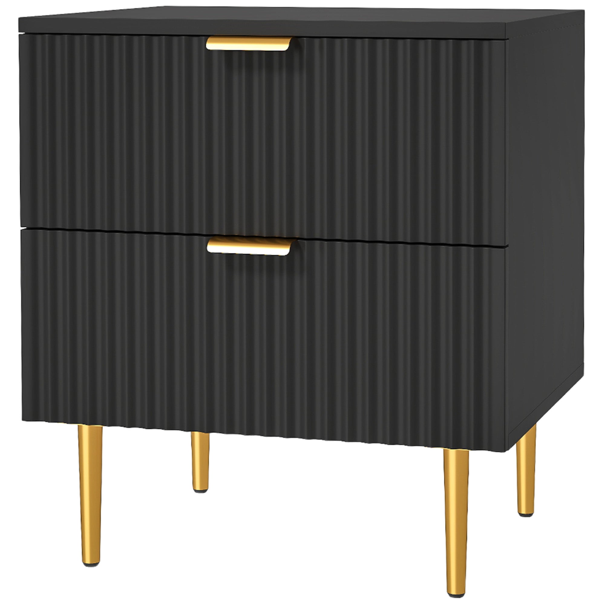 Nightstand - Modern 2-Drawer Bedside Table Black-Home Furnishings > Bedroom Furniture > Bedside Tables-DECOROLALA