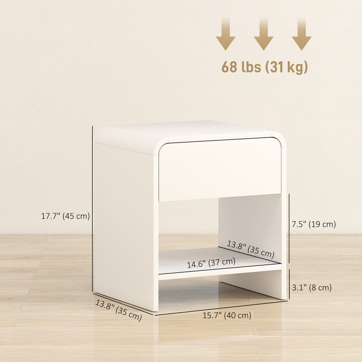 Nightstand Set of 2 - Distressed White Bedside Tables-Home Furnishings > Bedroom Furniture > Bedside Tables-DECOROLALA
