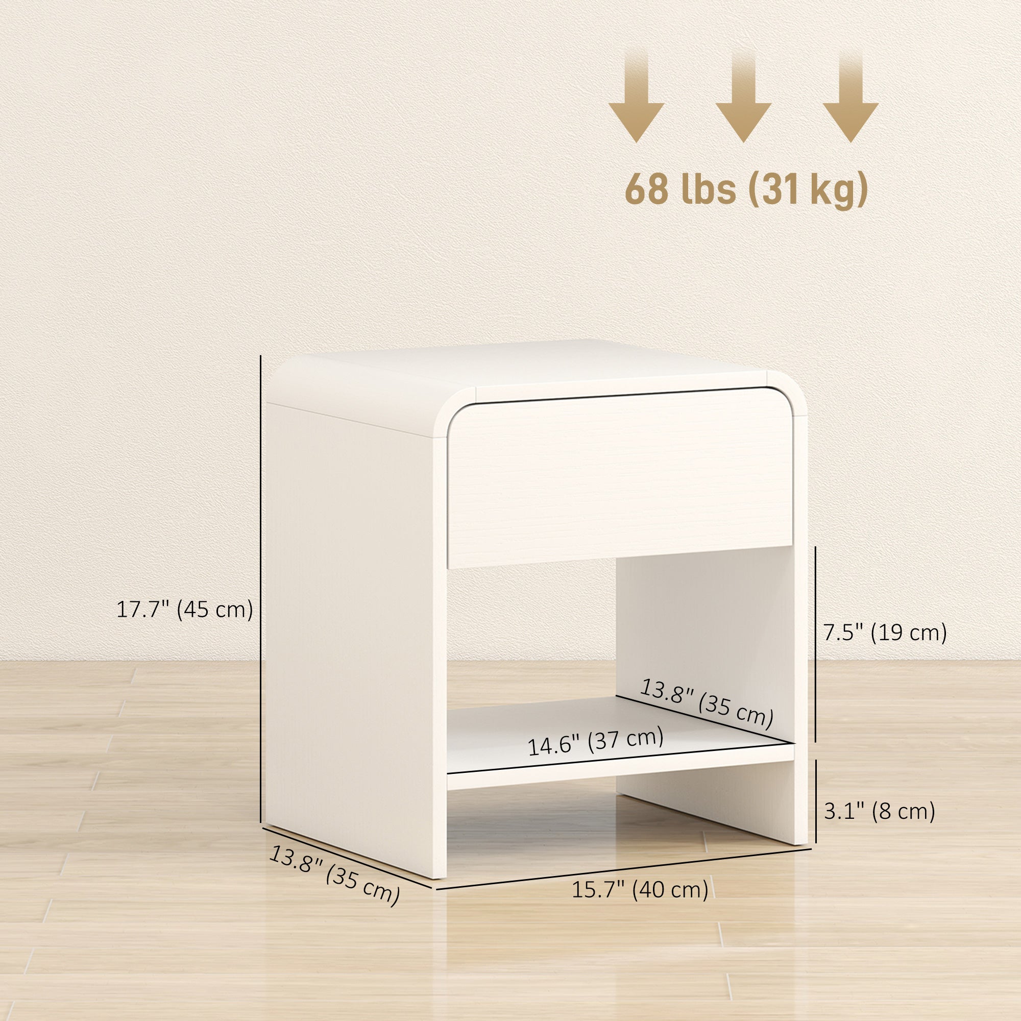 Nightstand Set of 2 - Distressed White Bedside Tables-Home Furnishings > Bedroom Furniture > Bedside Tables-DECOROLALA