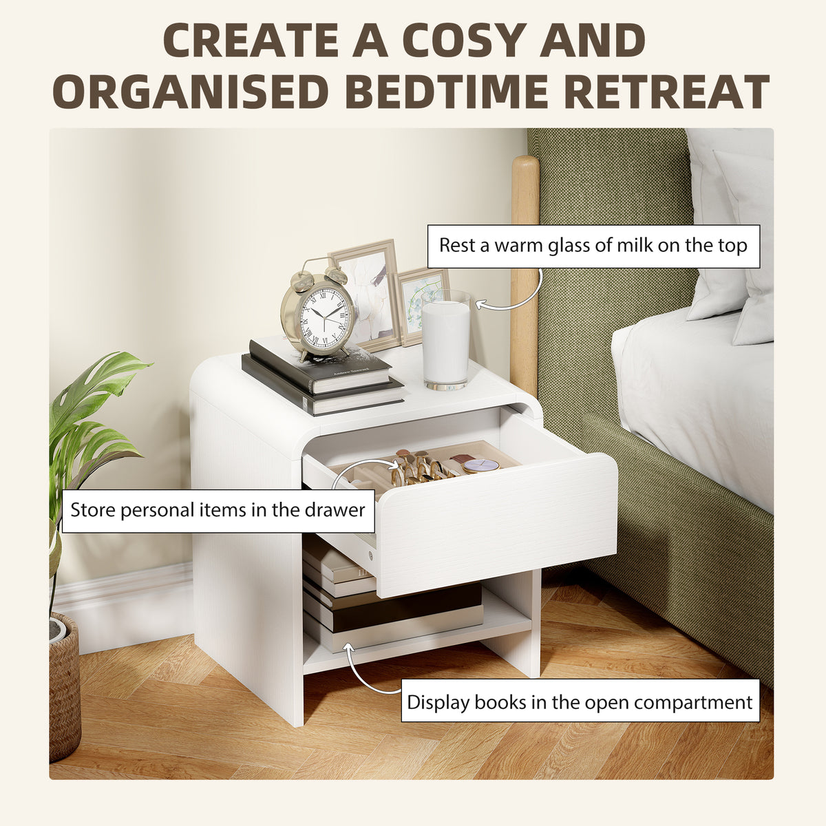 Nightstand Set of 2 - Distressed White Bedside Tables-Home Furnishings > Bedroom Furniture > Bedside Tables-DECOROLALA