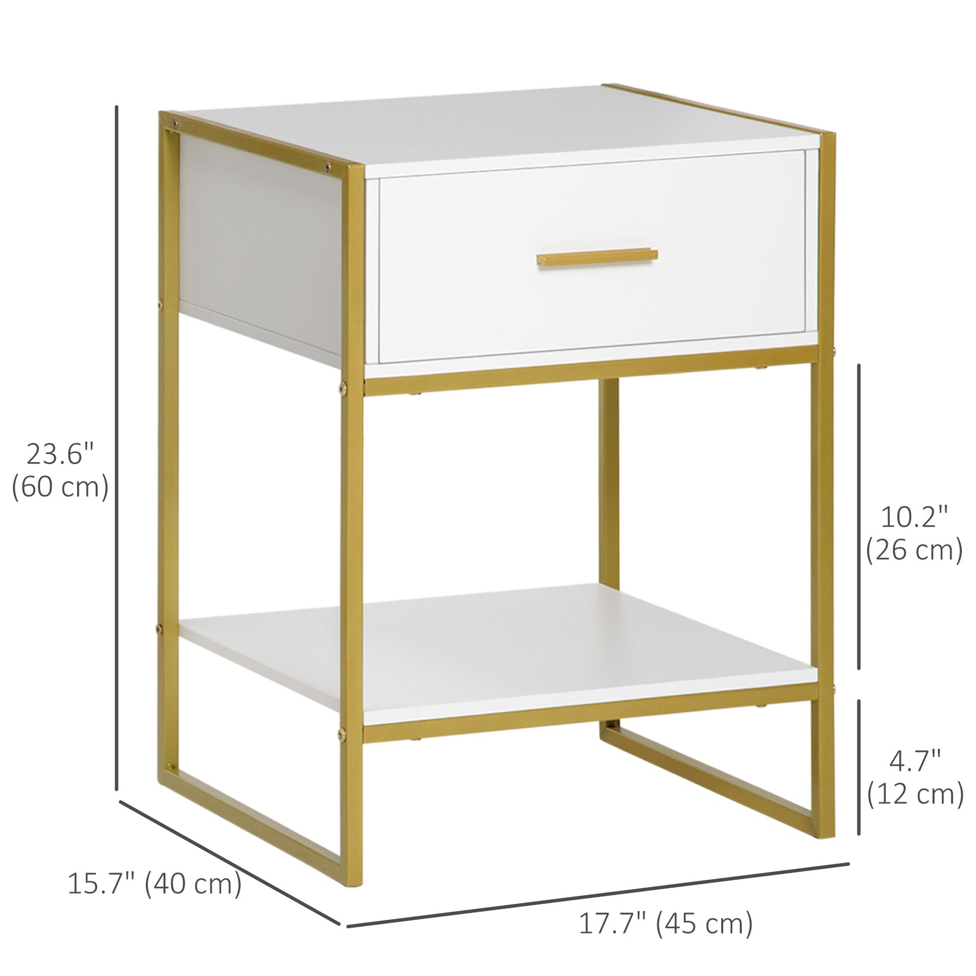 Nightstand Set of 2, Modern Bedside Table with Drawer and Shelf, Bedside Cabinets for Bedroom, White-Home Furnishings > Bedroom Furniture > Bedside Tables-DECOROLALA