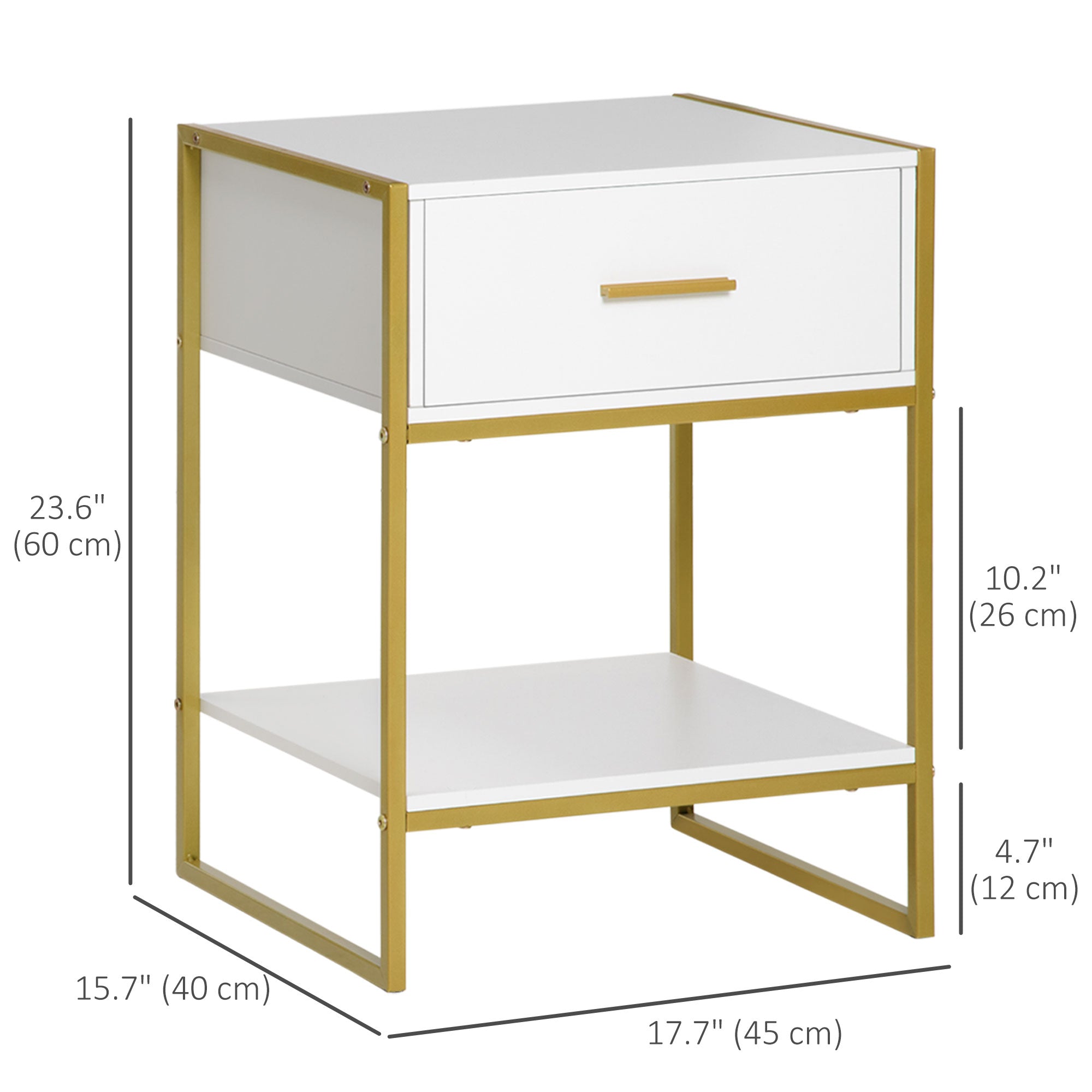 Nightstand Set of 2 - Modern White Bedside Tables with Drawer-Home Furnishings > Bedroom Furniture > Bedside Tables-DECOROLALA