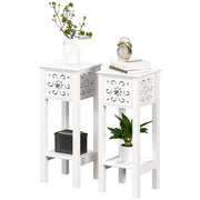 Nightstand Set of 2 with Drawer and Open Storage Shelf White-Home Furnishings > Living Room Furniture > Side¬†Tables-DECOROLALA
