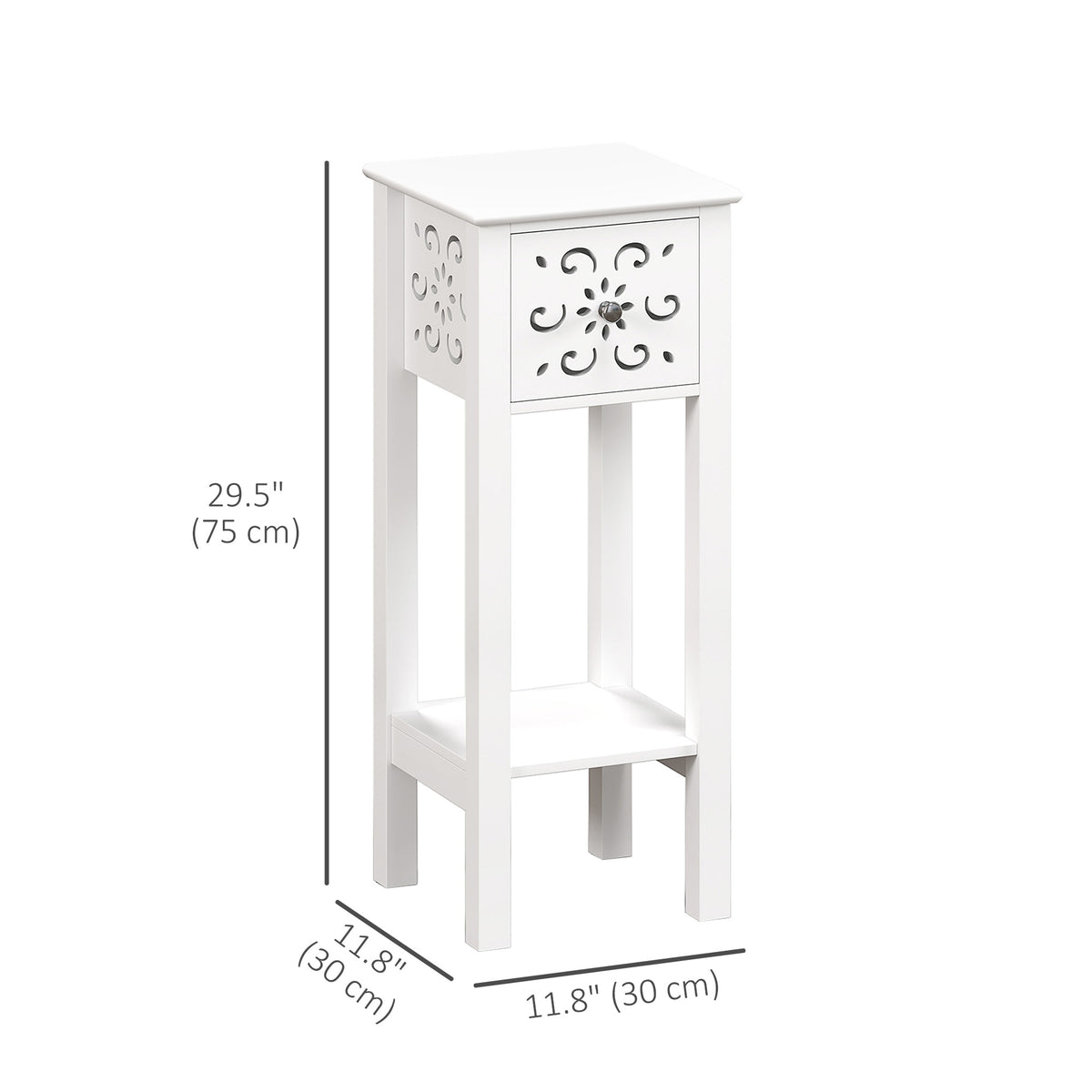 Nightstand Set of 2 with Drawer and Shelf - White MDF-End & Side Tables-DECOROLALA