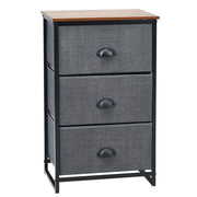 Nightstand Side Table Storage Tower Dresser Chest with 3 Drawers-Black-Nightstands-DECOROLALA