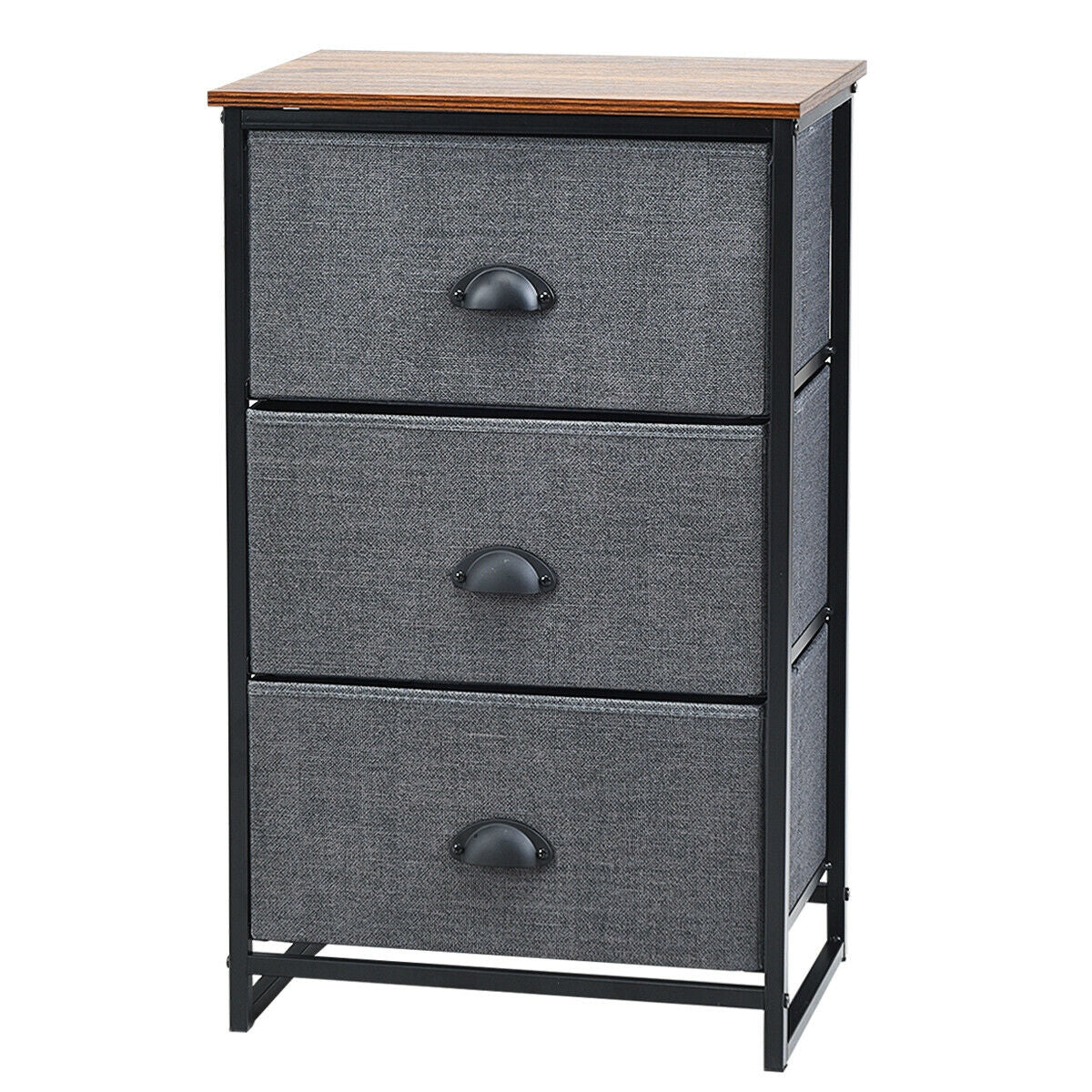 Nightstand Side Table Storage Tower Dresser Chest with 3 Drawers-Black-Nightstands-DECOROLALA