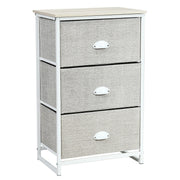 Nightstand Side Table Storage Tower Dresser Chest with 3 Drawers-Gray-Nightstands-DECOROLALA