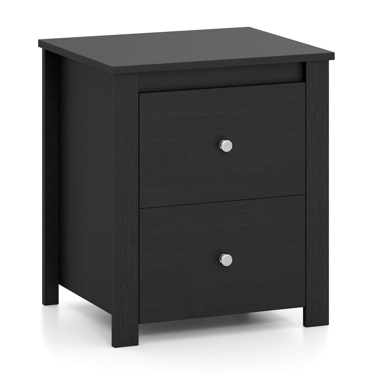 Nightstand with 2 Drawers & Storage for Bedroom Living Room Small Spaces-Black-Nightstands-DECOROLALA