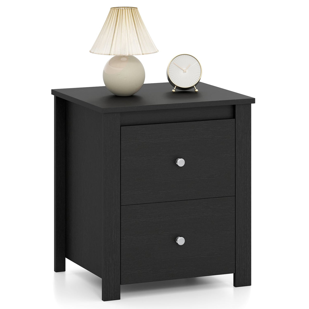 Nightstand with 2 Drawers & Storage for Bedroom Living Room Small Spaces-Black-Nightstands-DECOROLALA