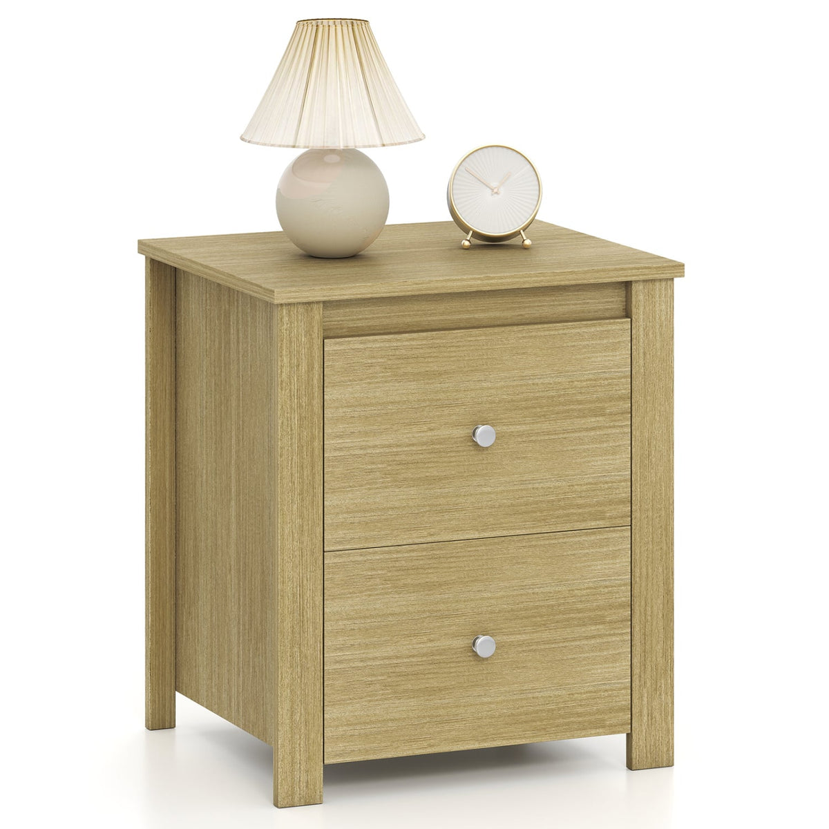 Nightstand with 2 Drawers & Storage for Bedroom Living Room Small Spaces-Natural-Nightstands-DECOROLALA