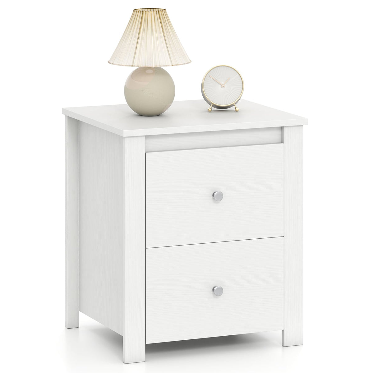Nightstand with 2 Drawers & Storage for Bedroom Living Room Small Spaces-White-Nightstands-DECOROLALA