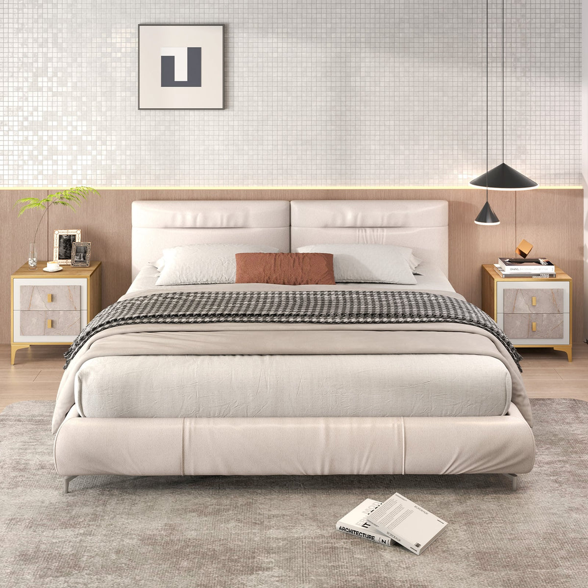 Nightstand with 2 Pull-out Drawers for Living Room Bedroom-Nightstands-DECOROLALA