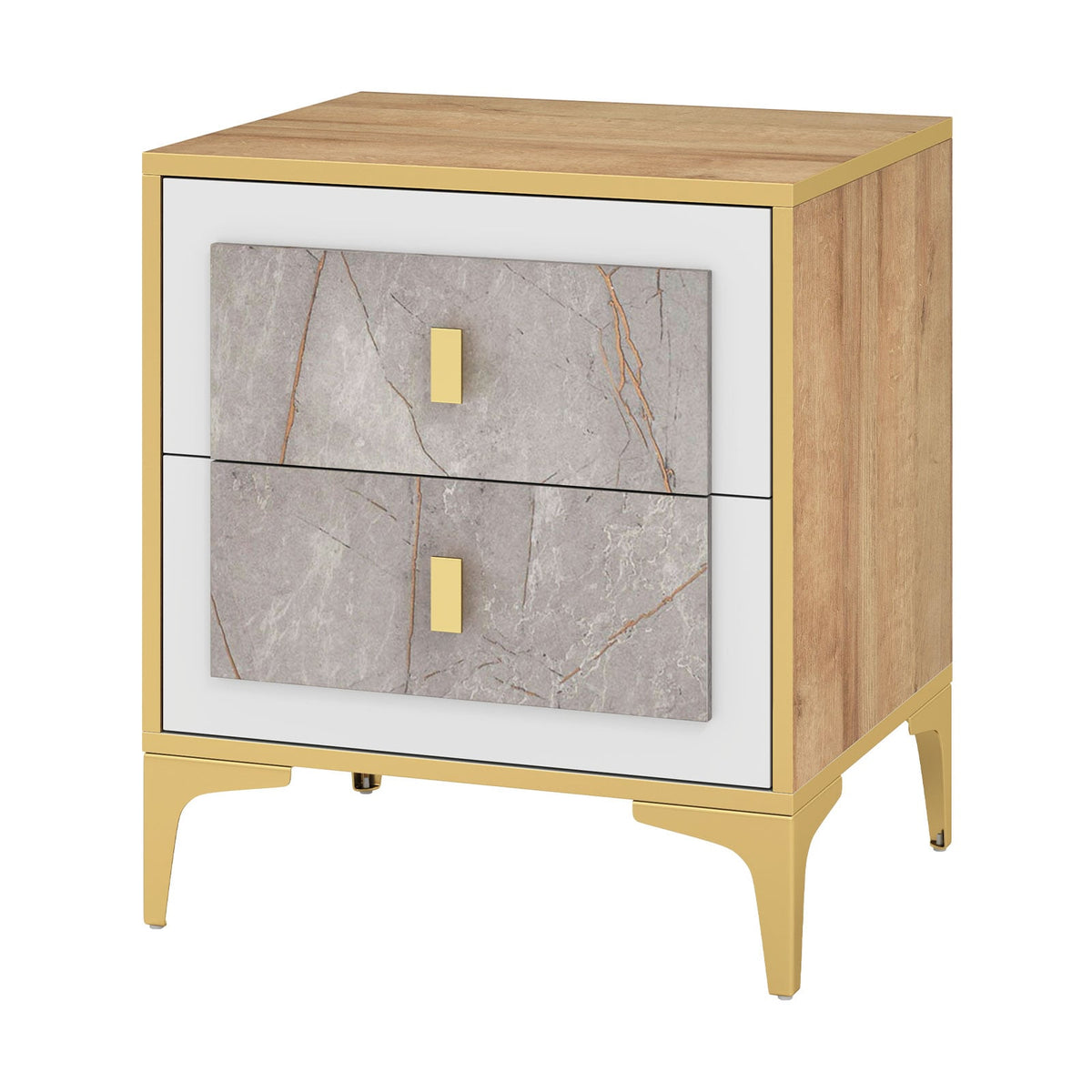 Nightstand with 2 Pull-out Drawers for Living Room Bedroom-Nightstands-DECOROLALA