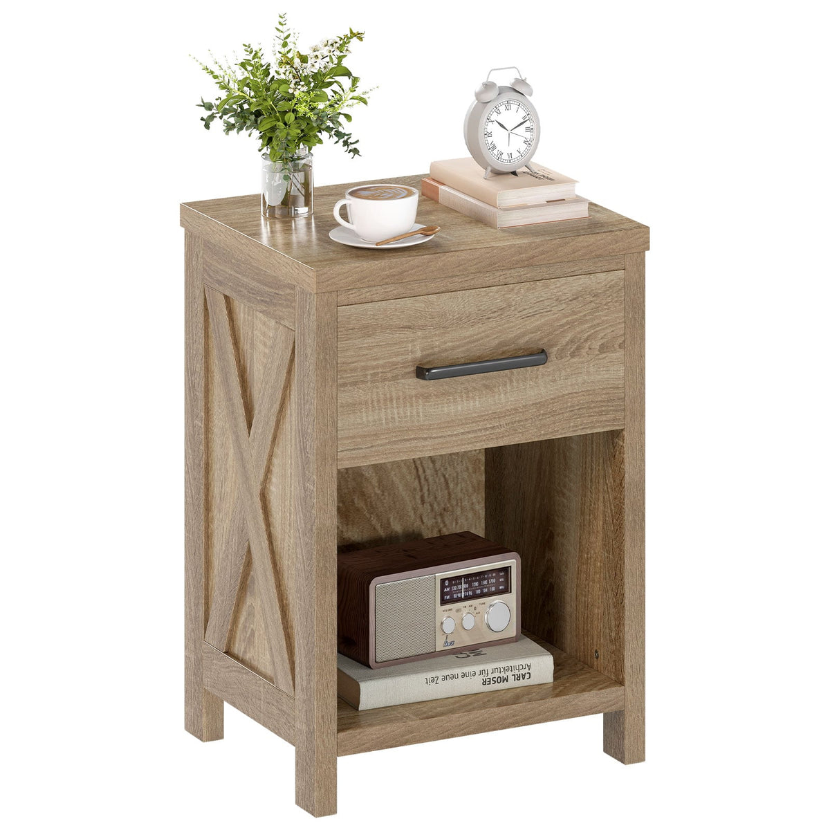 Nightstand with Drawer and Shelf-Natural-Nightstands-DECOROLALA