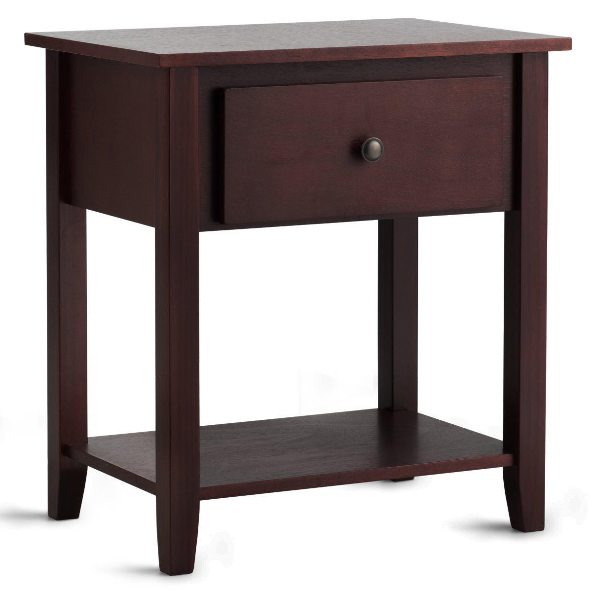 Nightstand with Drawer and Storage Shelf for Bedroom Living Room-Brown-Nightstands-DECOROLALA