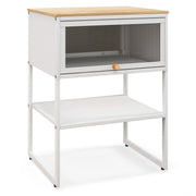 Nightstand with Flip up Door Storage Shelf-White-Nightstands-DECOROLALA