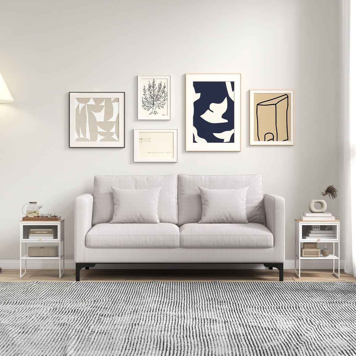 Nightstand with Flip up Door Storage Shelf-White-Nightstands-DECOROLALA