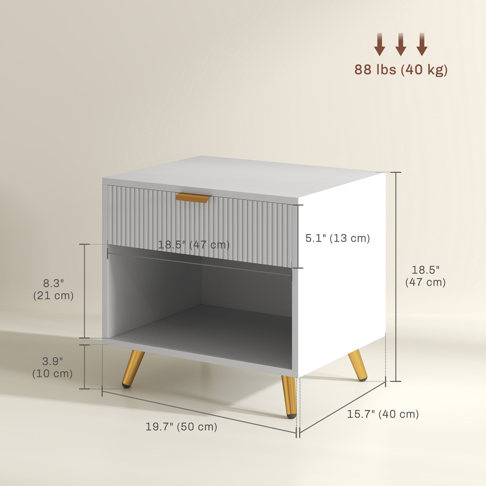 Nightstand with Fluted Panel, Bedside Table with Drawer and Open Compartment, Modern Night Table for Bedroom, White-Home Furnishings > Bedroom Furniture > Bedside Tables-DECOROLALA