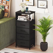 Nightstand with Integrated Charging Station 34" Modern Bedside Table-Black-Nightstands-DECOROLALA