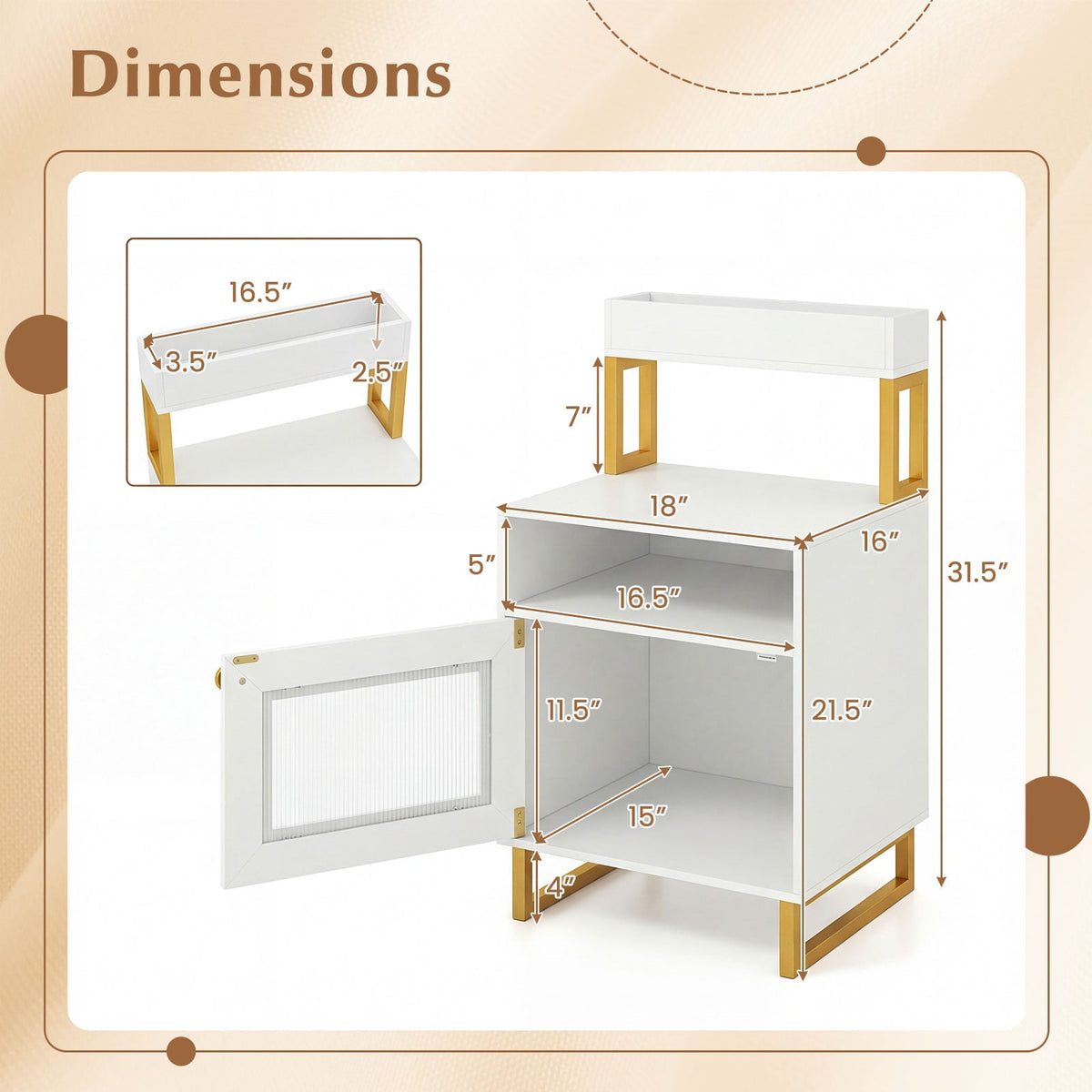 Nightstand with LED Lights Modern End Table with Top Tray Open Compartment and Storage Cabinet-White-Nightstands-DECOROLALA