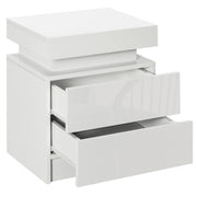 Nightstand with LED Lights and 2 Drawers - White-Home Furnishings > Bedroom Furniture > Bedside Tables-DECOROLALA