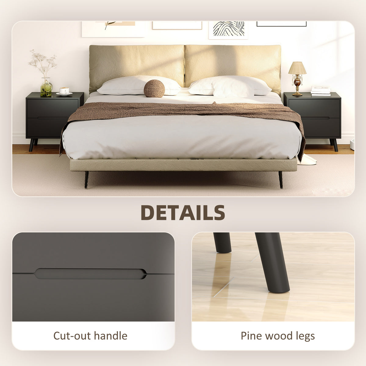 Nightstands Set of 2 - Modern 2-Drawer Bedside Tables, Black-Home Furnishings > Bedroom Furniture > Bedside Tables-DECOROLALA