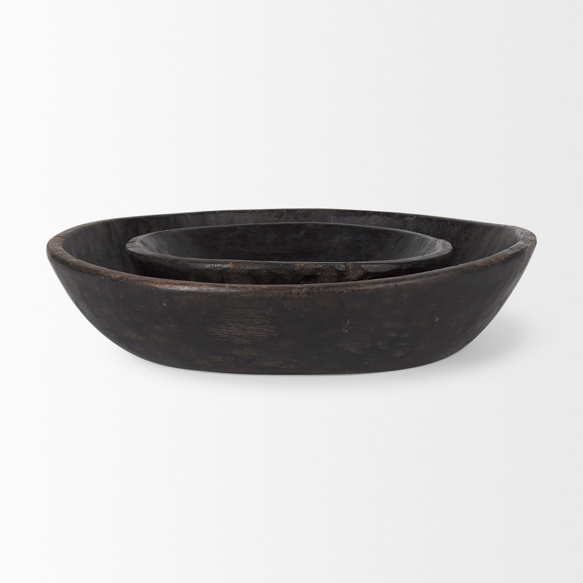 Nikita Set of 2 Large Medium Reclaimed Wood Bowls-Bowls-DECOROLALA