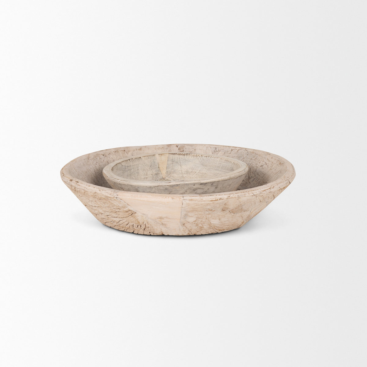 Nikita Set of 2 Large Medium Reclaimed Wood Bowls-Bowls-DECOROLALA
