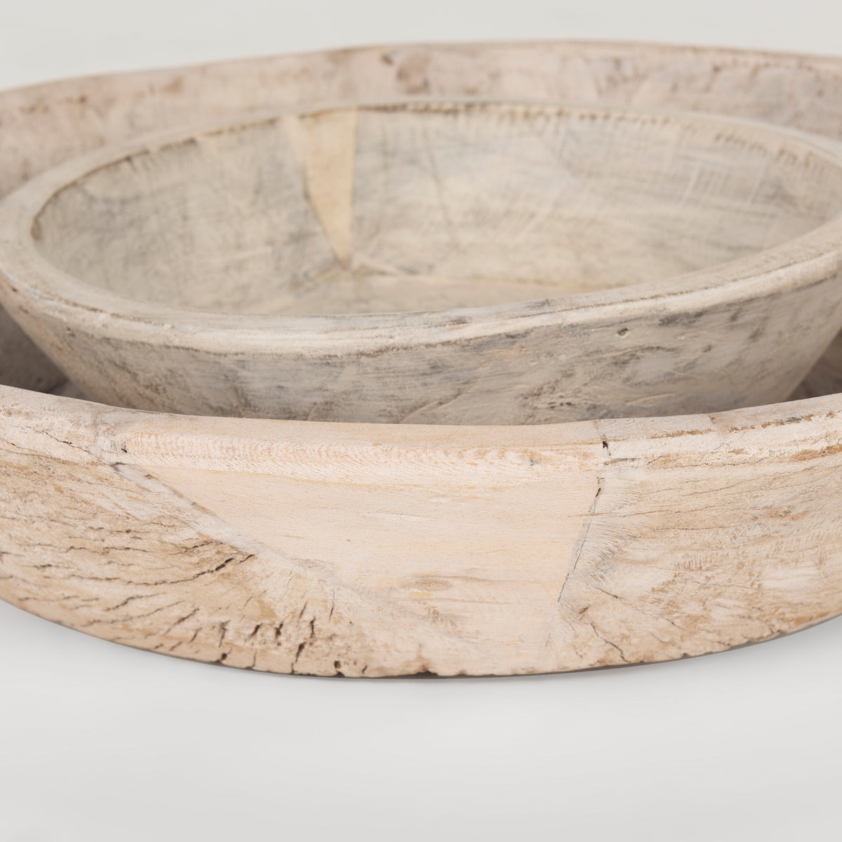 Nikita Set of 2 Large Medium Reclaimed Wood Bowls-Bowls-DECOROLALA