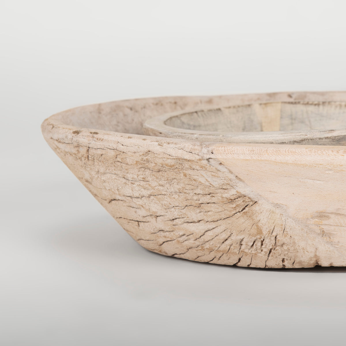 Nikita Set of 2 Large Medium Reclaimed Wood Bowls-Bowls-DECOROLALA