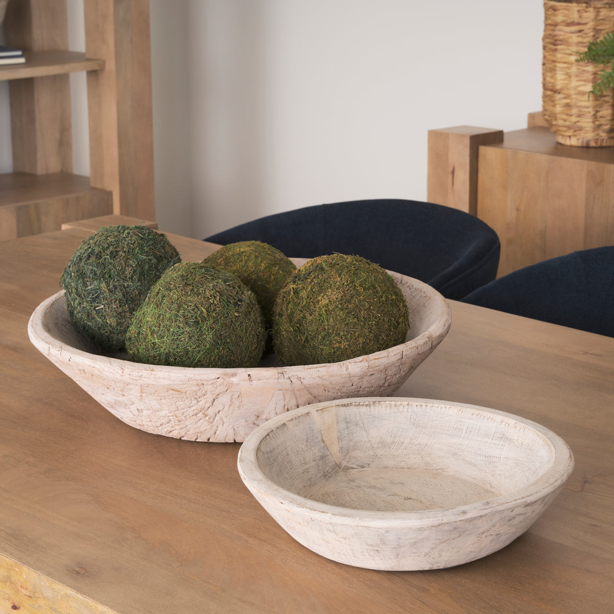 Nikita Set of 2 Large Medium Reclaimed Wood Bowls-Bowls-DECOROLALA