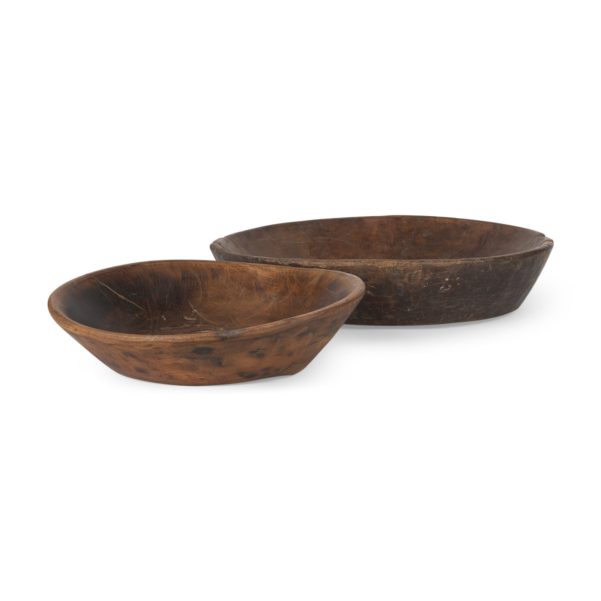 Nikita Set of 2 Large Medium Reclaimed Wood Bowls-Bowls-DECOROLALA