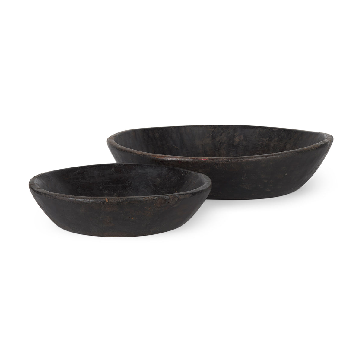 Nikita Set of 2 Large Medium Reclaimed Wood Bowls-Bowls-DECOROLALA