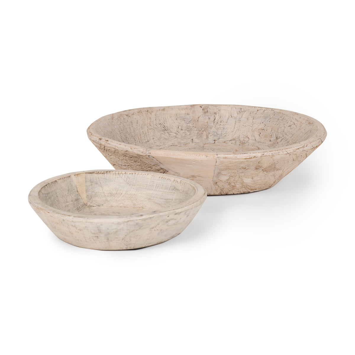 Nikita Set of 2 Large Medium Reclaimed Wood Bowls-Bowls-DECOROLALA