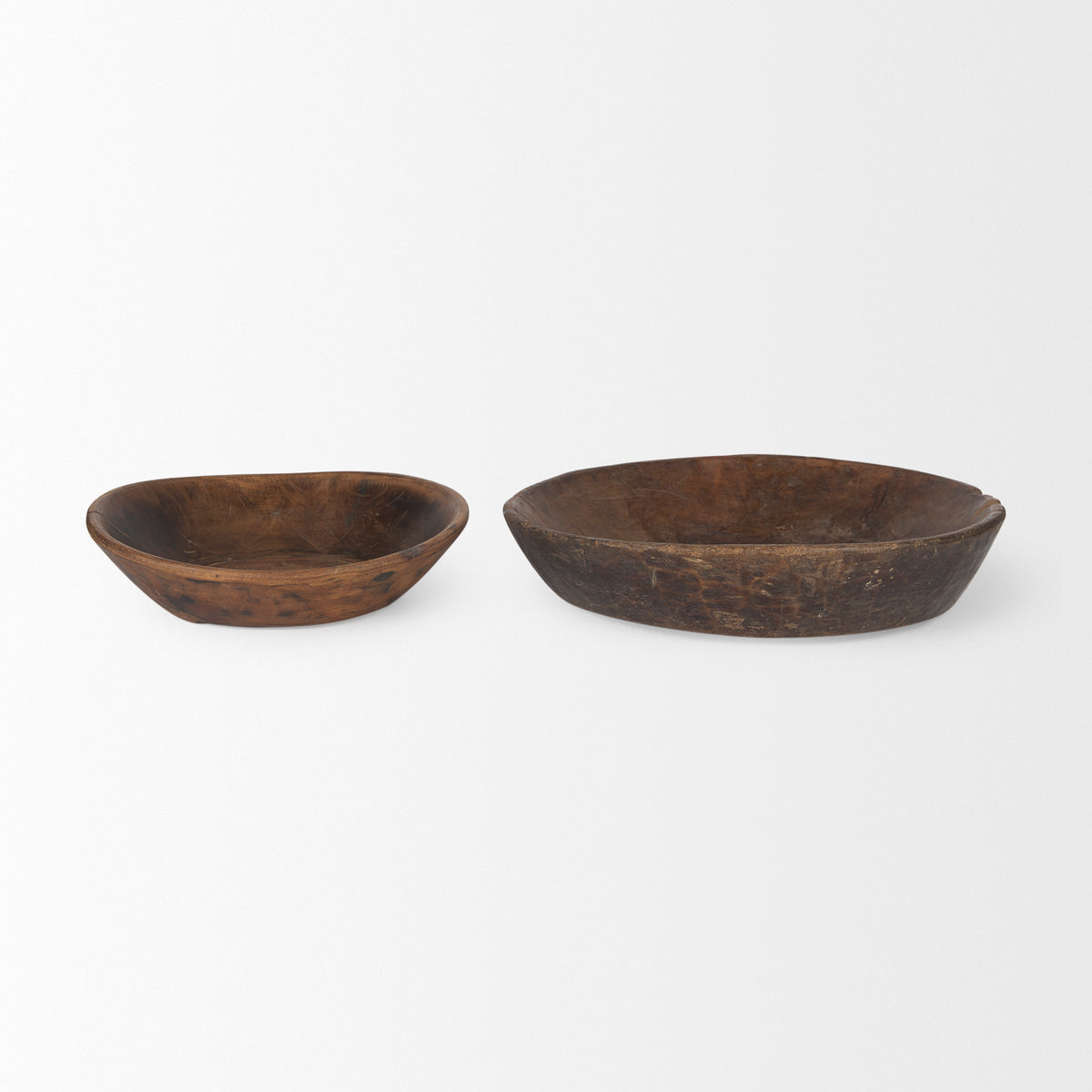Nikita Set of 2 Large Medium Reclaimed Wood Bowls-Bowls-DECOROLALA