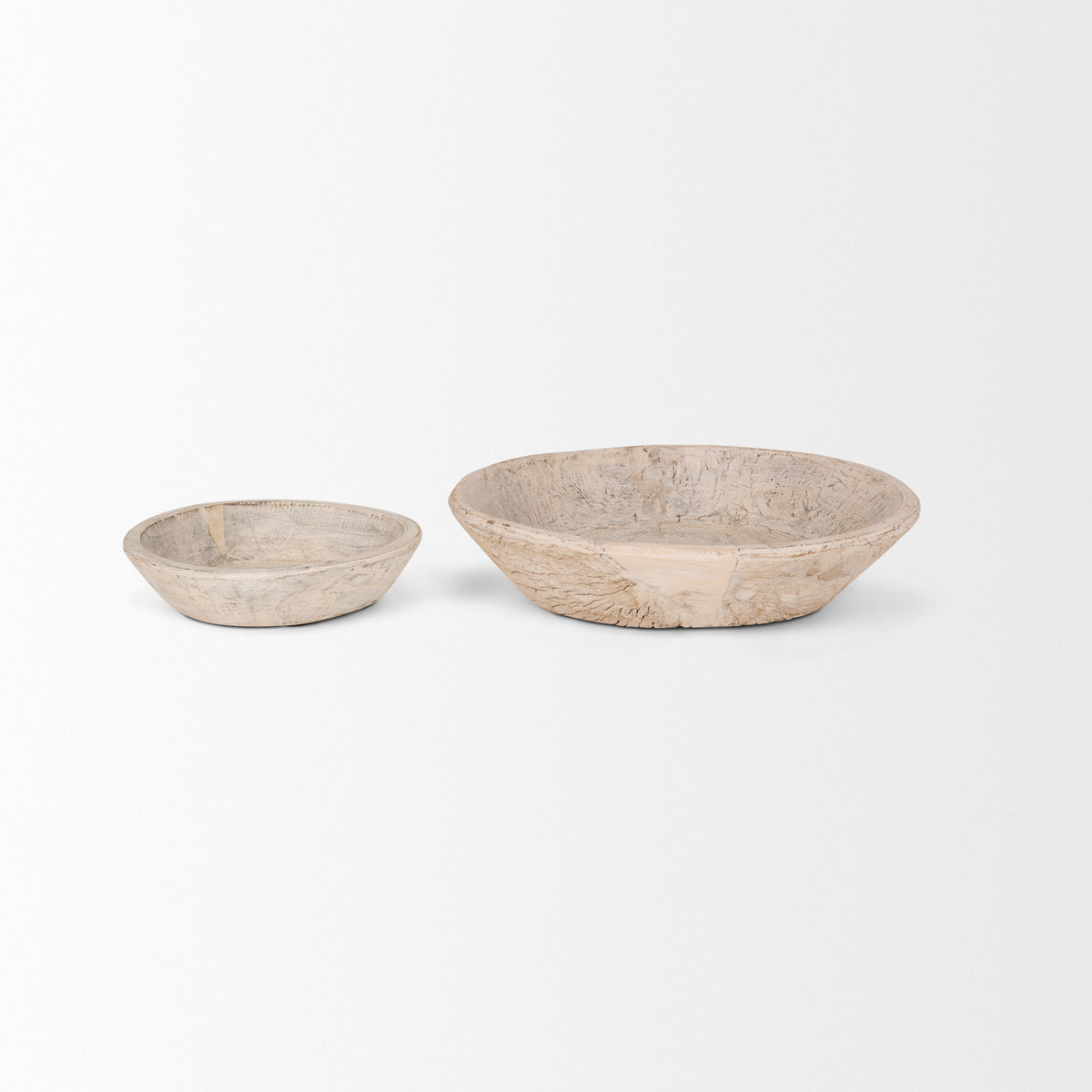 Nikita Set of 2 Large Medium Reclaimed Wood Bowls-Bowls-DECOROLALA