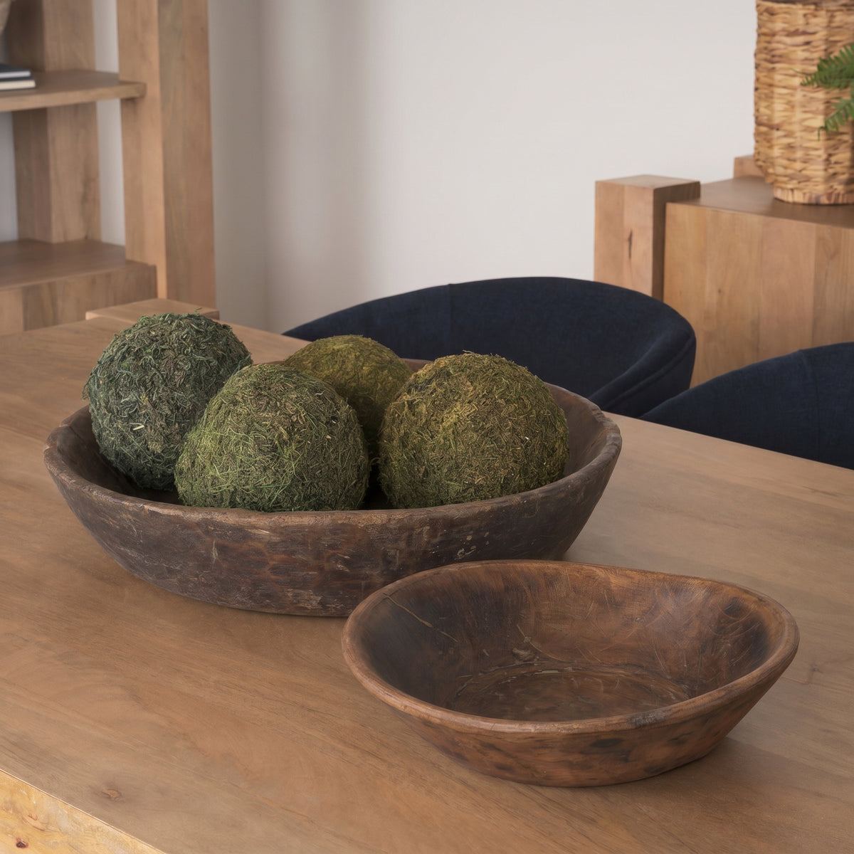 Nikita Set of 2 Large Medium Reclaimed Wood Bowls-Bowls-DECOROLALA