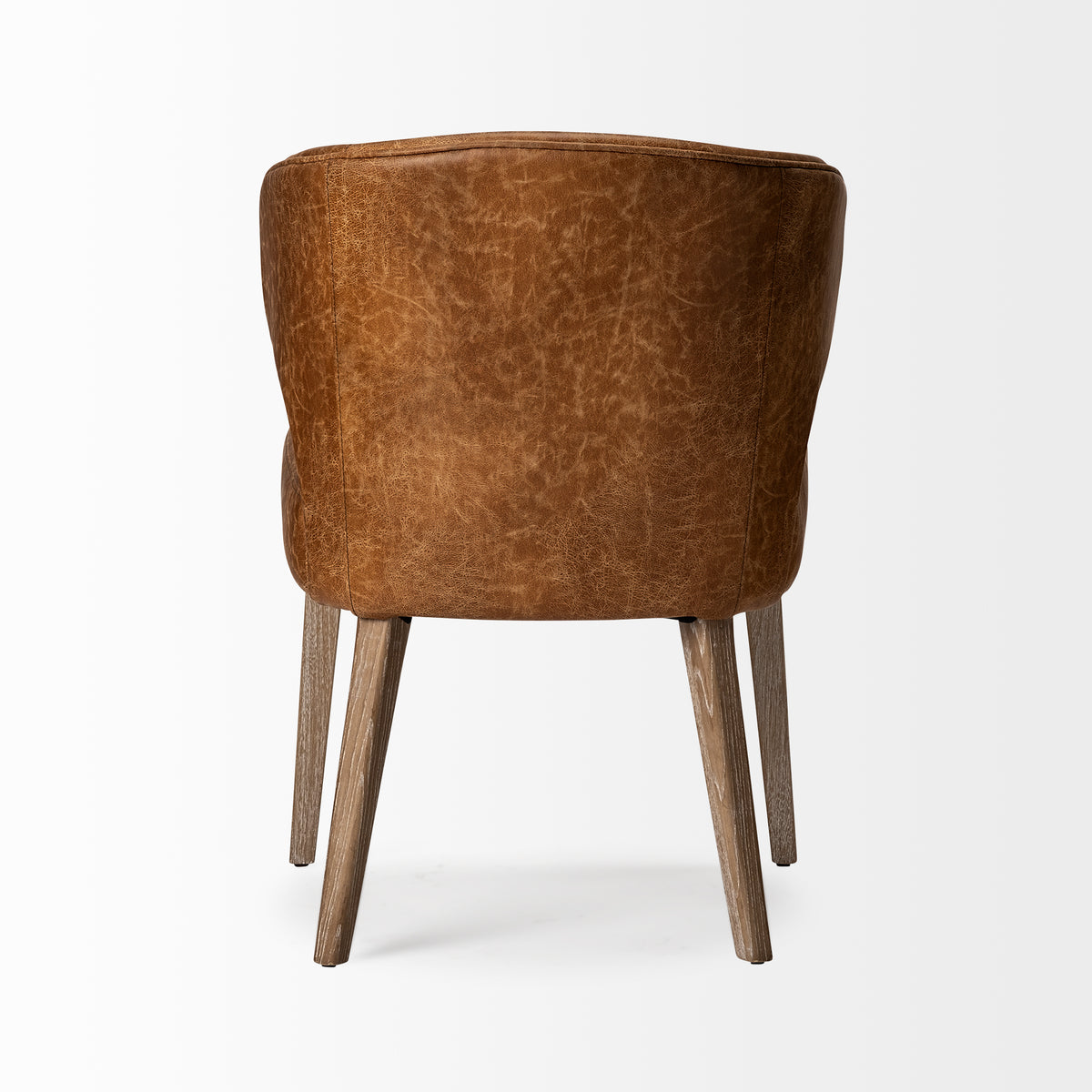 Niles Wingback Dining Side Chair | Brown Faux Leather w/ Brown Wooden-Dining Chairs-DECOROLALA