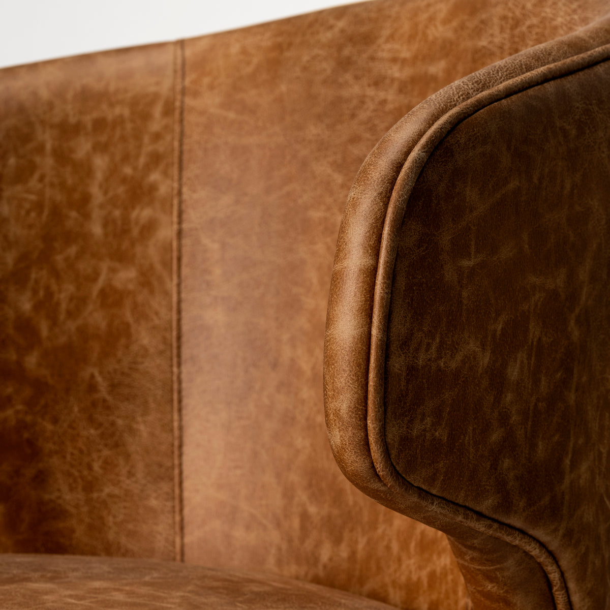 Niles Wingback Dining Side Chair | Brown Faux Leather w/ Brown Wooden-Dining Chairs-DECOROLALA