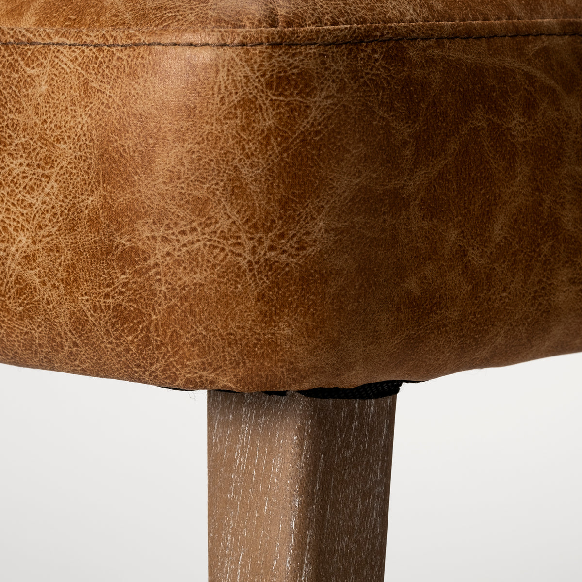 Niles Wingback Dining Side Chair | Brown Faux Leather w/ Brown Wooden-Dining Chairs-DECOROLALA