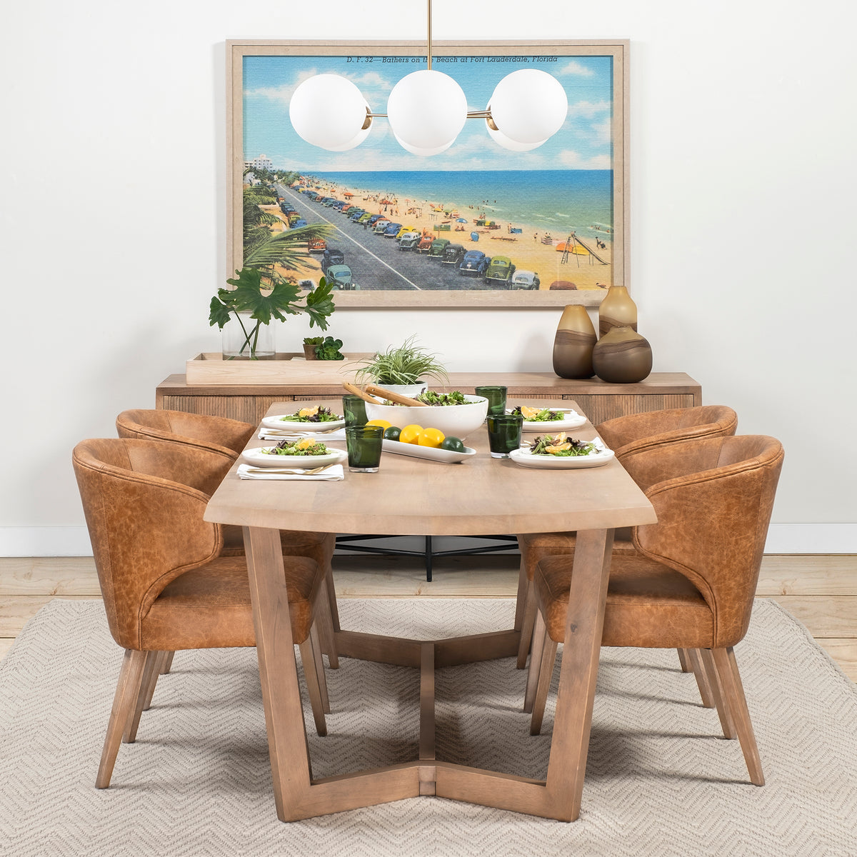 Niles Wingback Dining Side Chair | Brown Faux Leather w/ Brown Wooden-Dining Chairs-DECOROLALA