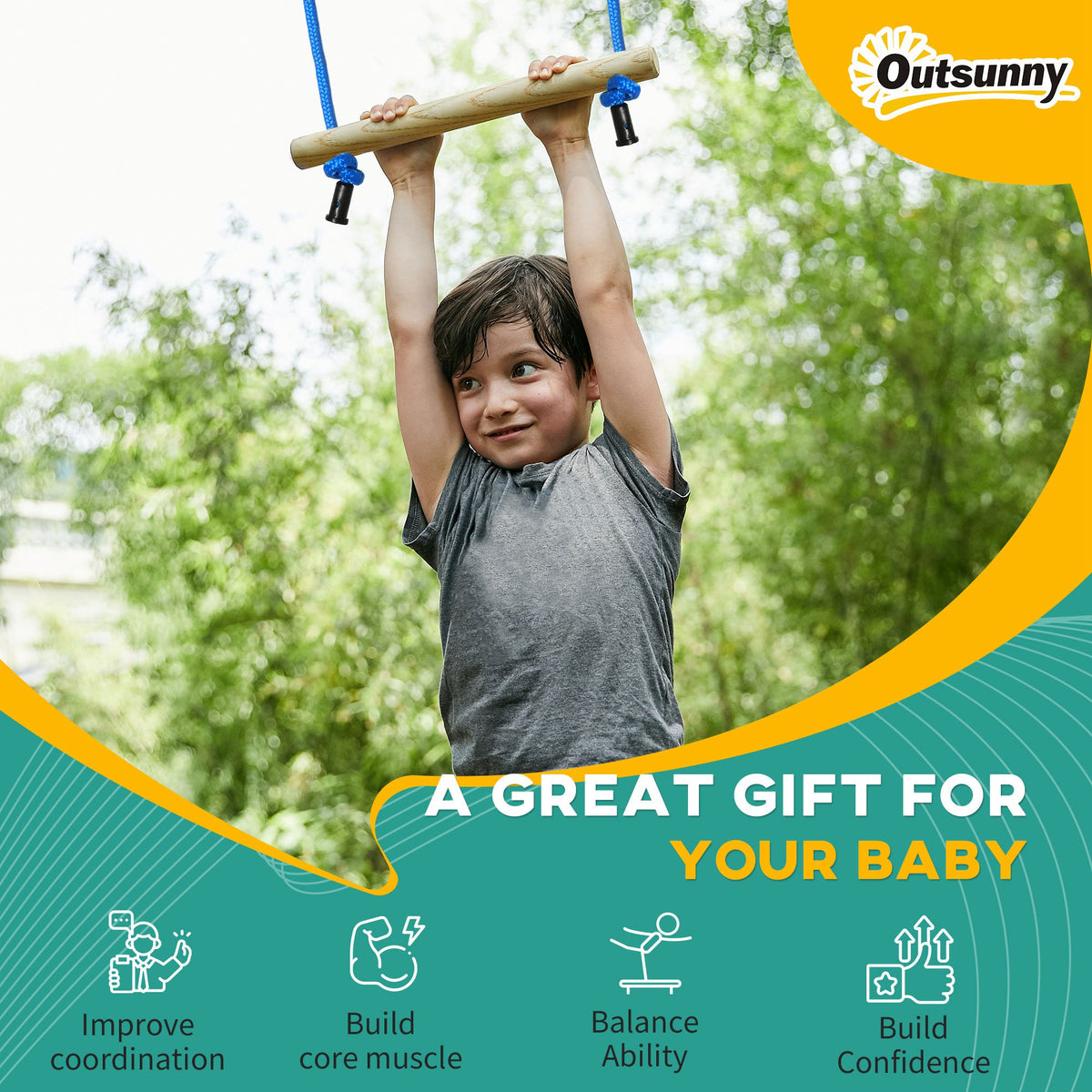 Ninja Slackline Set, 30-Piece, 10m Rope with Obstacles, Climbing Frame, Playset Equipment for Children Aged 3-6-Toys & Games > Kids Outdoor Play > Gym Sets & Swings-DECOROLALA