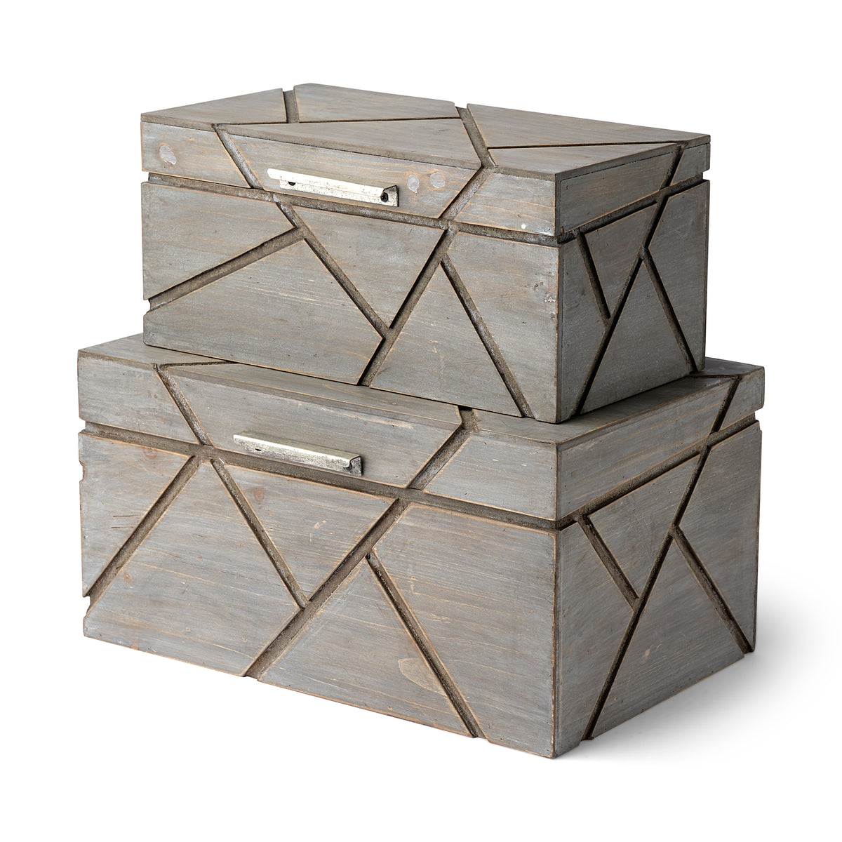Niobe (Set of 2) 16L x 11W Gray Wooden Nesting Boxes-Boxes-DECOROLALA