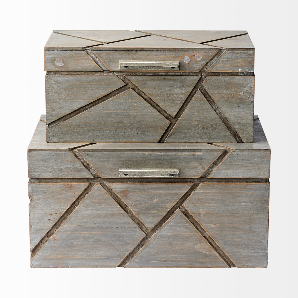 Niobe (Set of 2) 16L x 11W Gray Wooden Nesting Boxes-Boxes-DECOROLALA