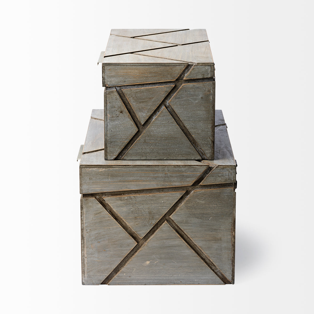 Niobe (Set of 2) 16L x 11W Gray Wooden Nesting Boxes-Boxes-DECOROLALA