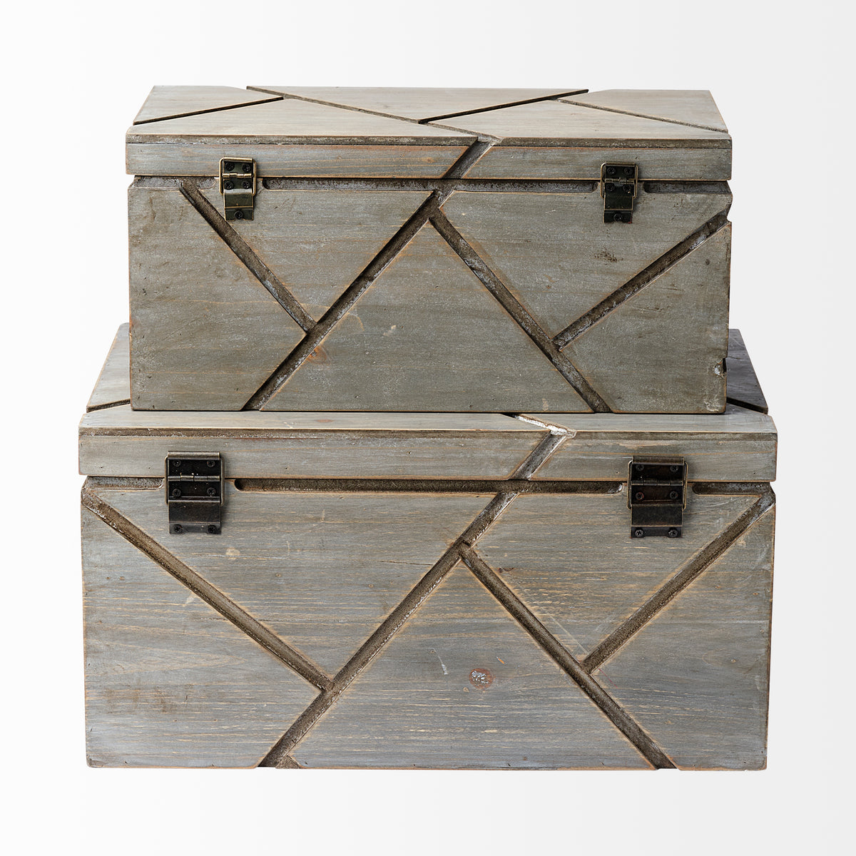 Niobe (Set of 2) 16L x 11W Gray Wooden Nesting Boxes-Boxes-DECOROLALA