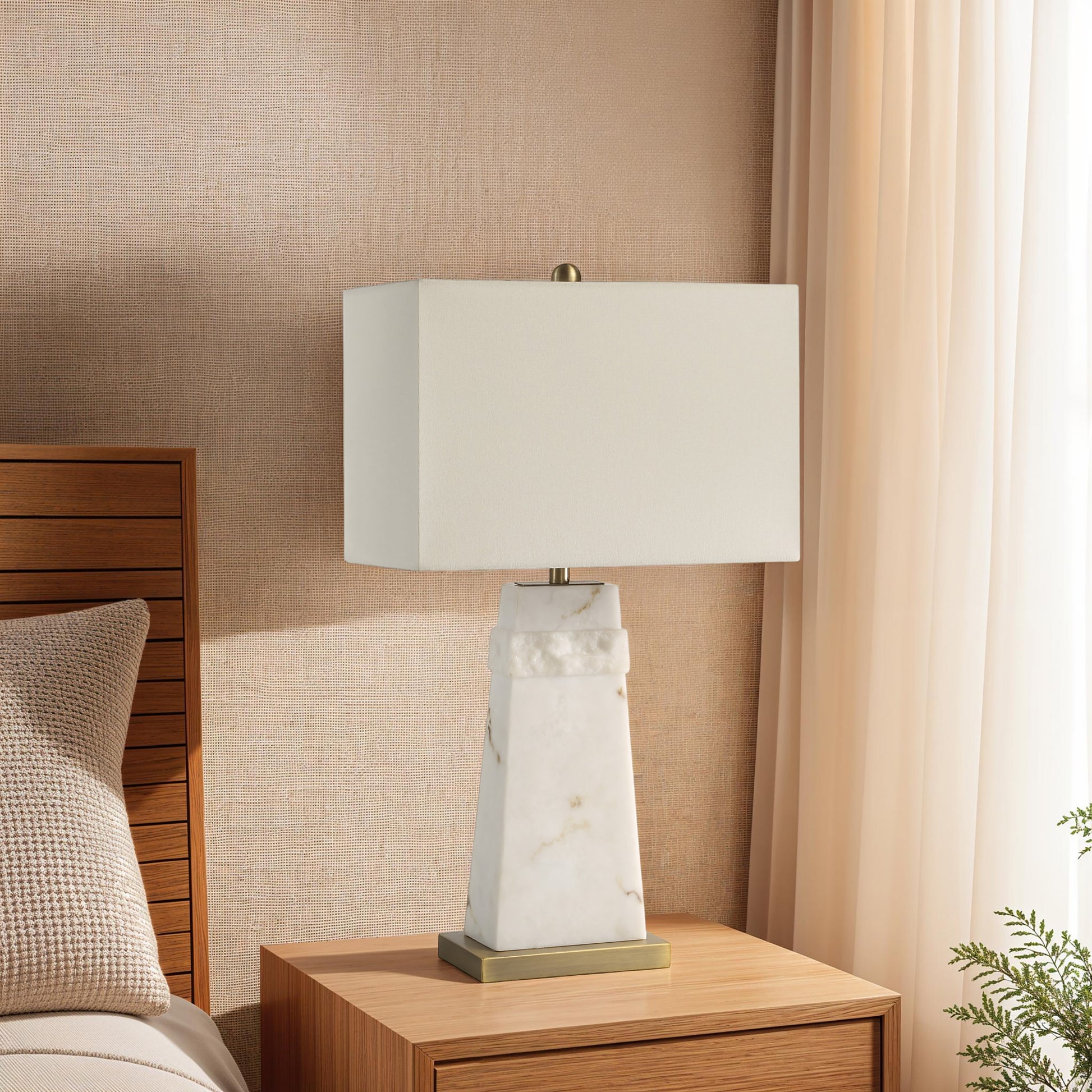 Nisrine 28" Table Lamp, Faux Alabaster-Table Lamp-DECOROLALA